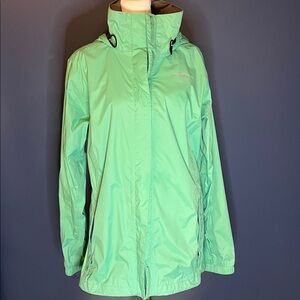 Lauren James, Preptec mint/teal Lg. rain jacket, grey lining/inner collar, hood